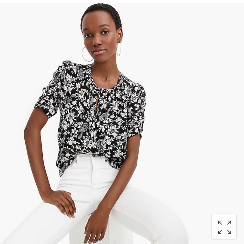 Jcrew Ruched-sleeve top in floral print